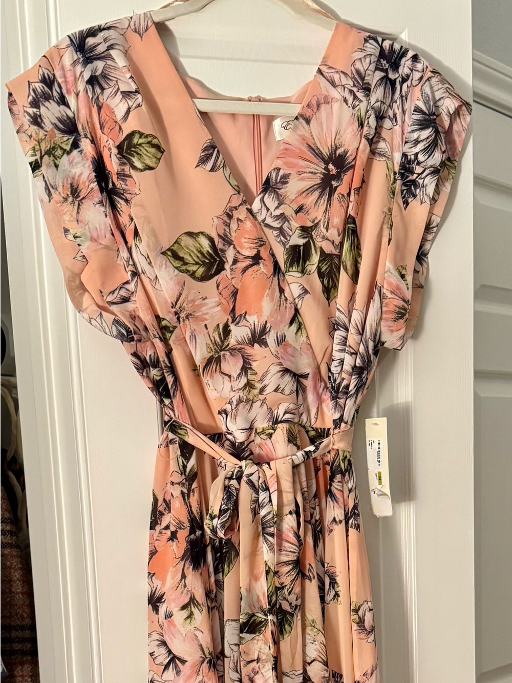 Eliza J Peach Floral Belted Maxi